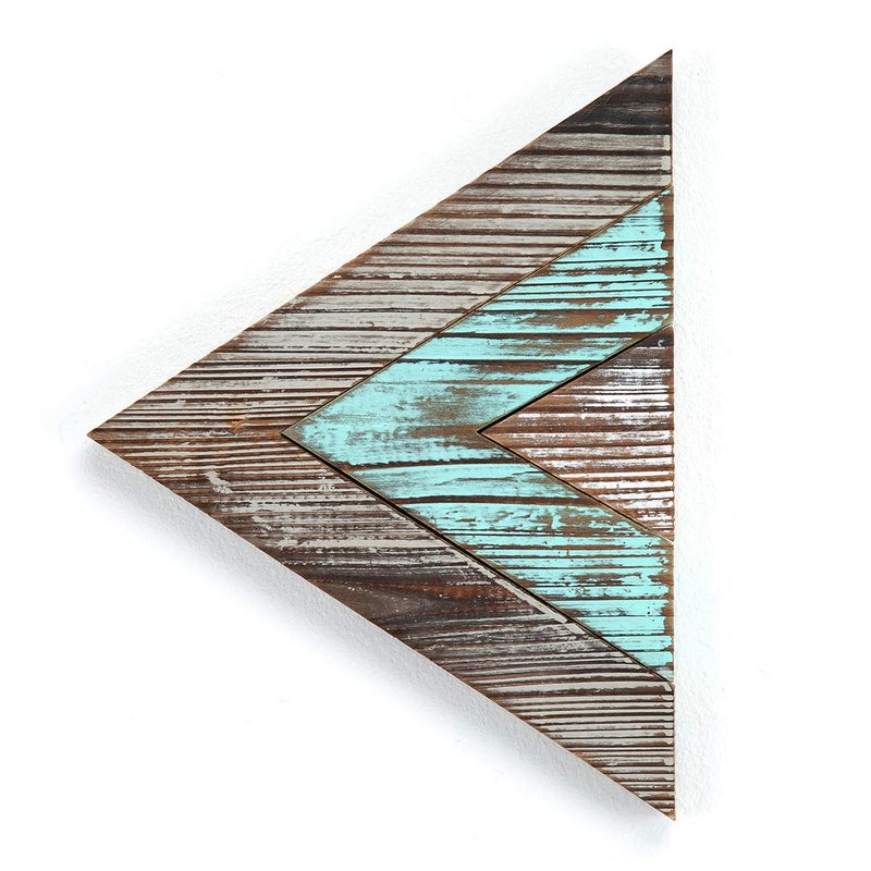 J JACKCUBE DESIGN Rustic Wood Chevron Arrows Farmhouse wall dÃ©cor Triangle shaped Boho Style Hanging Vintage Art Signs Set of 3 for Home - MK540A - Image 4
